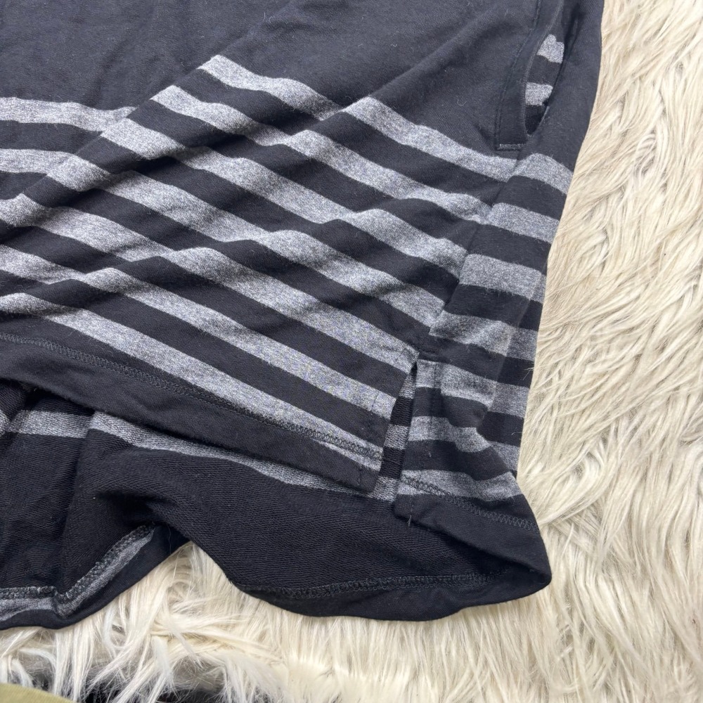 Soma Women's L Black Gray Striped Hooded Stretch Knit Tunic Top Lounge Cozycore - Picture 5 of 8